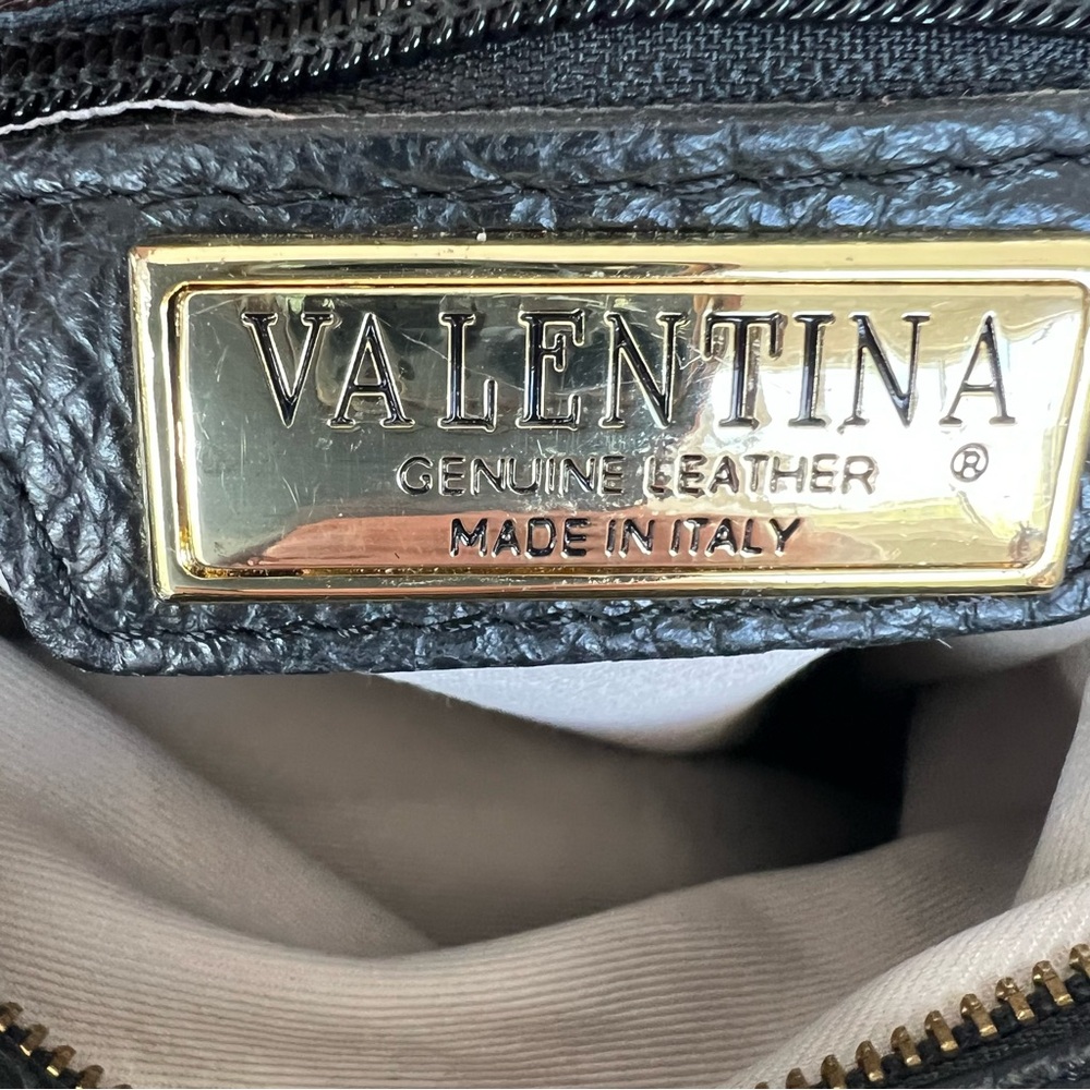 VALENTINA Carrano Black Tan Pebbled Leather Convertible Shoulder Sling Backpack - Picture 13 of 16